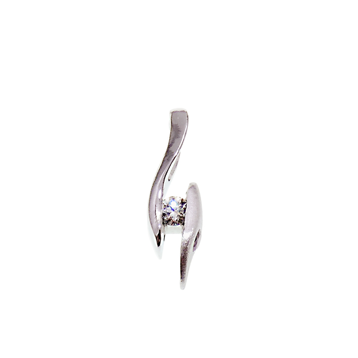 "Caress 2", Ladies Diamond Pendant, round brilliant cut center diamond = .25ct. SI-1G, round brilliant cut purple side diamond = .10ct, 14KWG. Item #KPW-D-DP-2421.