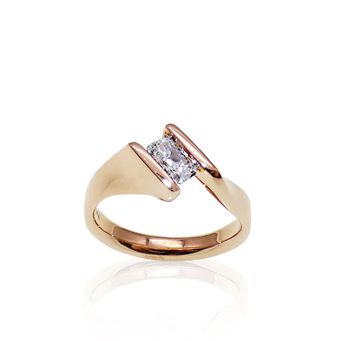 "Side Elegant Channel", Ladies Diamond Ring, 14KRG = 4dwt. Classic KC design. Item #KRR-D-1226.