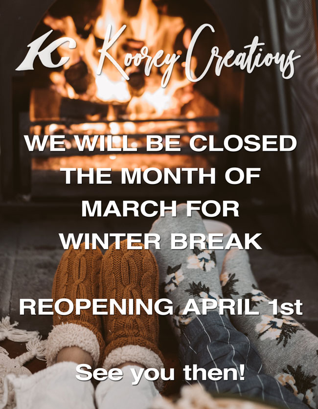Koorey Creations Closed FOR WINTER BREAK Notice