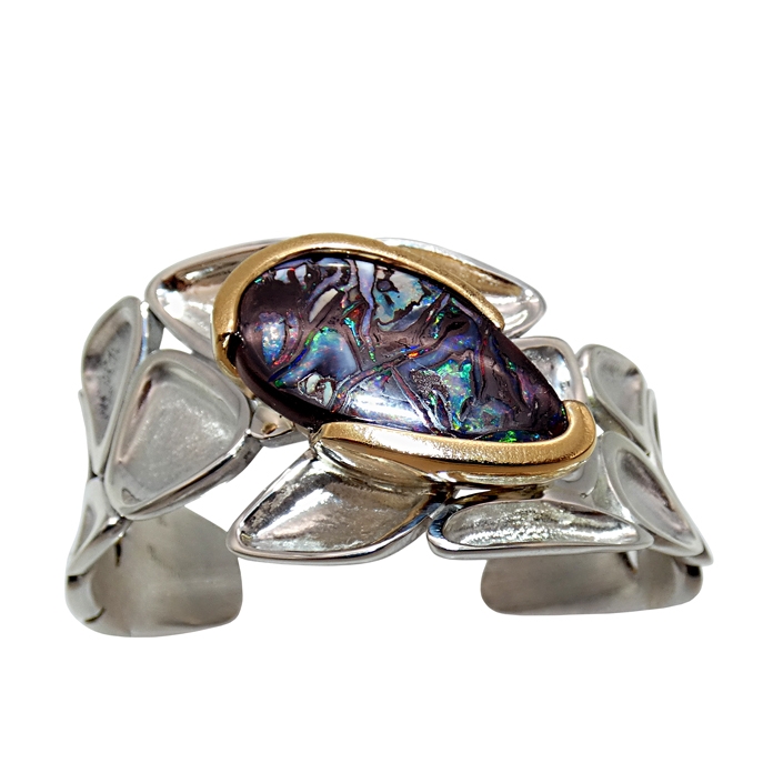 Ladies bracelet Item# CCJ-KBSSY-BO-685 Designer: Grace Koorey Stone: Yowah Australian Boulder Opal Setting: 14 KWG / SS = 51.0 dwt