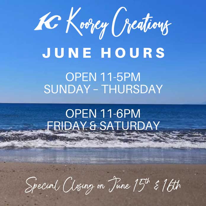Koorey Creations June Hours