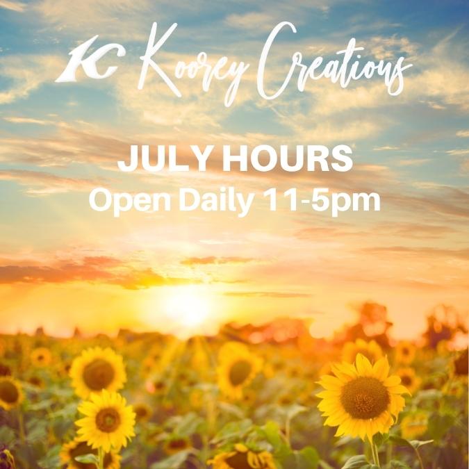 Koorey Creations July Hours