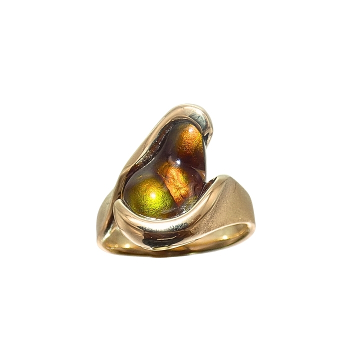Stone: Fire Agate = 3.42 cts Setting: 14KYG = 6.9 DWT Item # KRY-FA-5018 Remarks: KC custom one-of-a-kind ladies ring with pear shaped Fire Agate.